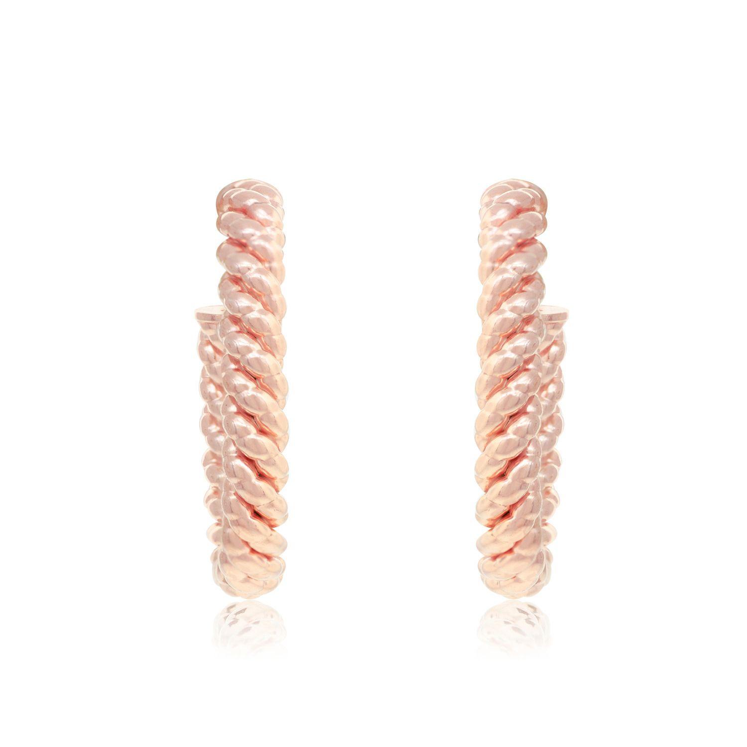 Aros de Plata Esterlina 925 Argollas Rose Revestido en Oro 18kt-2