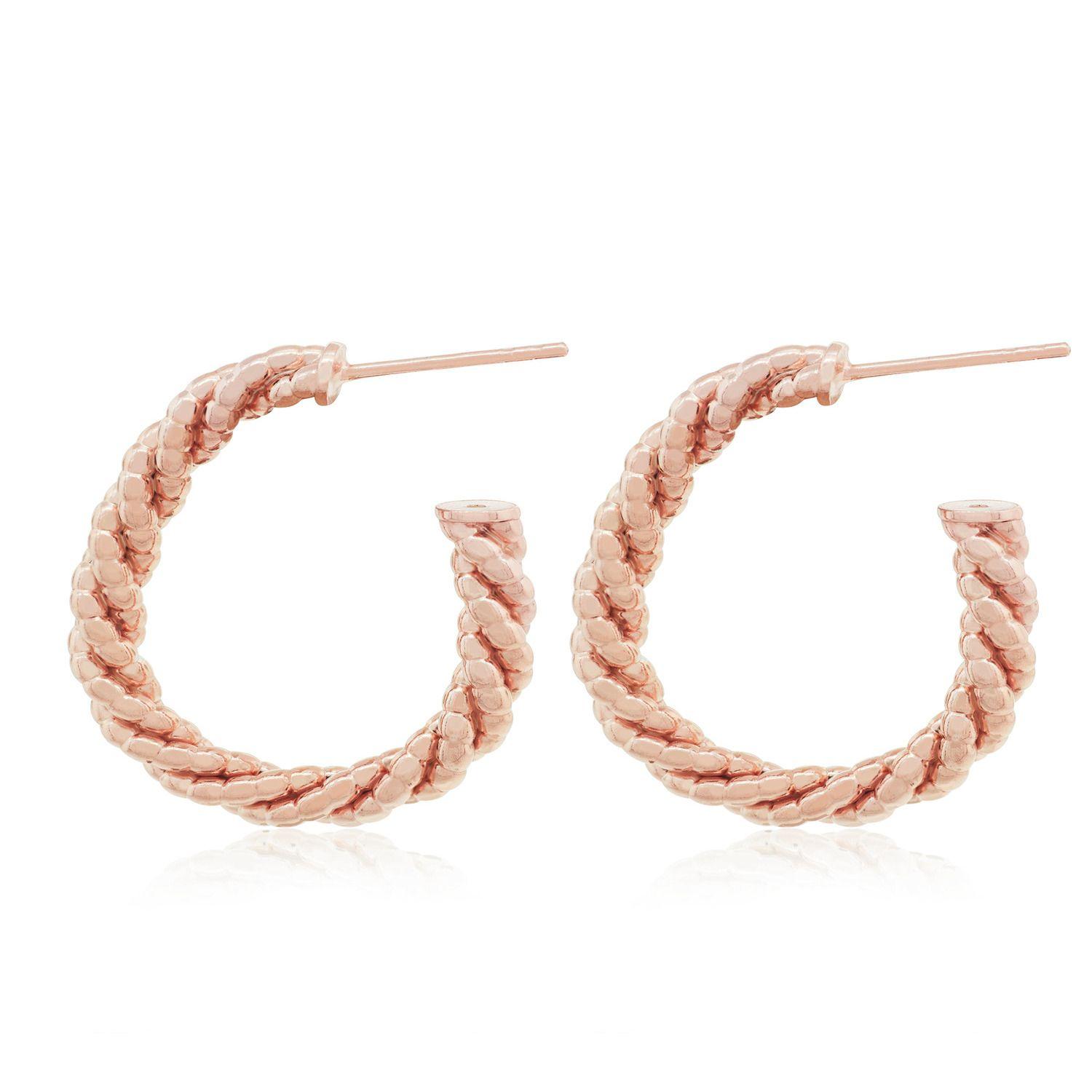 Aros de Plata Esterlina 925 Argollas Rose Revestido en Oro 18kt-0