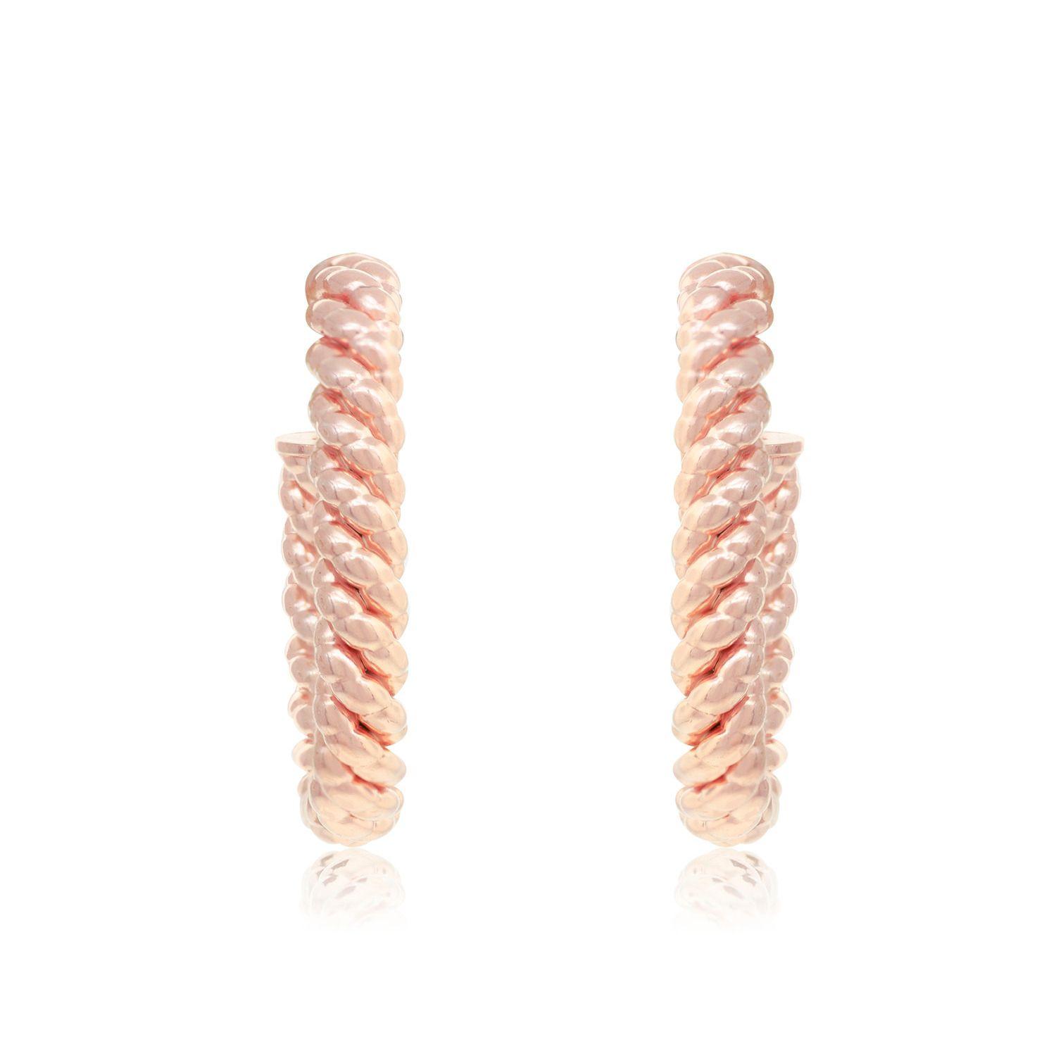 Aros de Plata Esterlina 925 Argollas Rose Revestido en Oro 18kt-2
