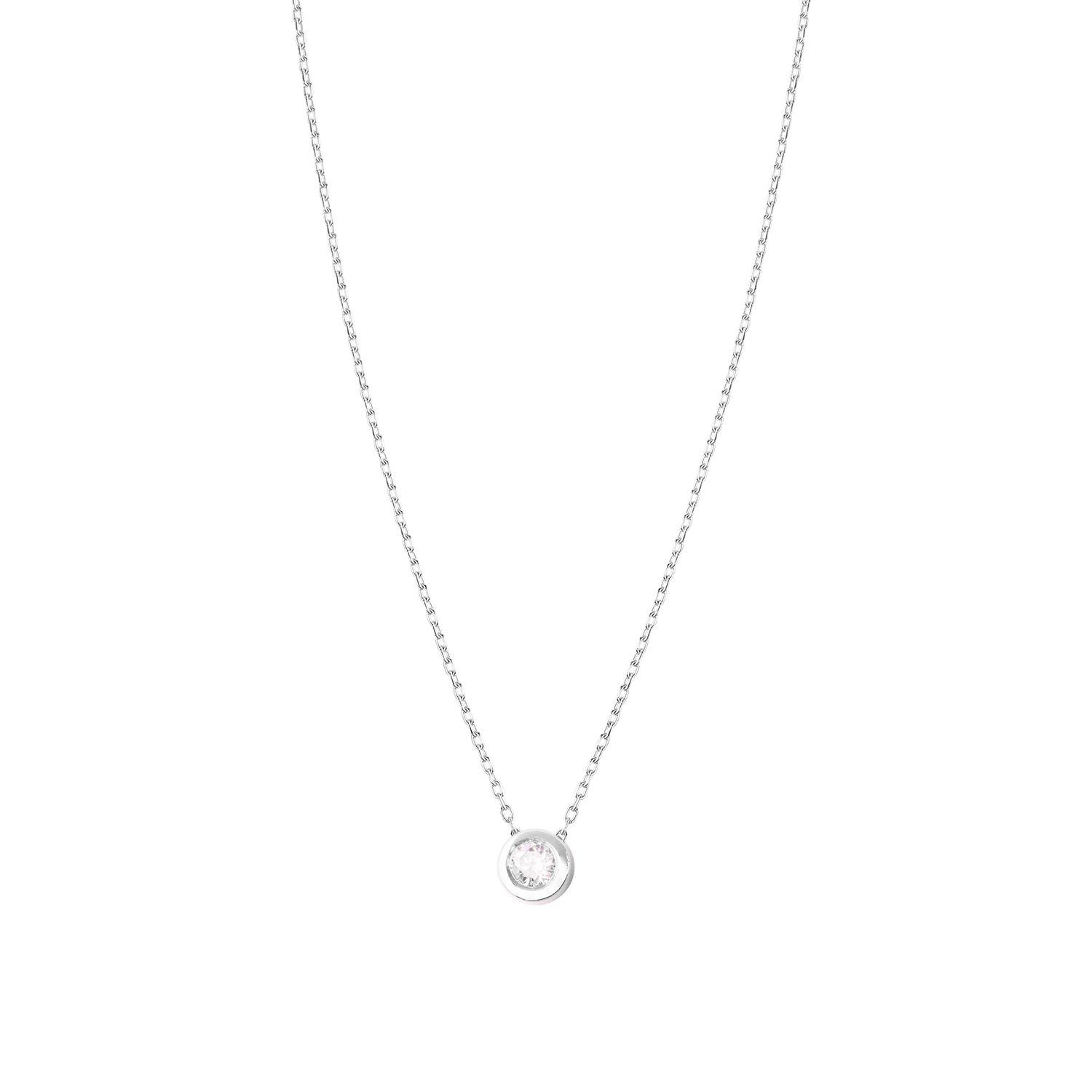 Collar de Oro Blanco 18kt con Diamantes de Punto de Luz 12 Pts-2
