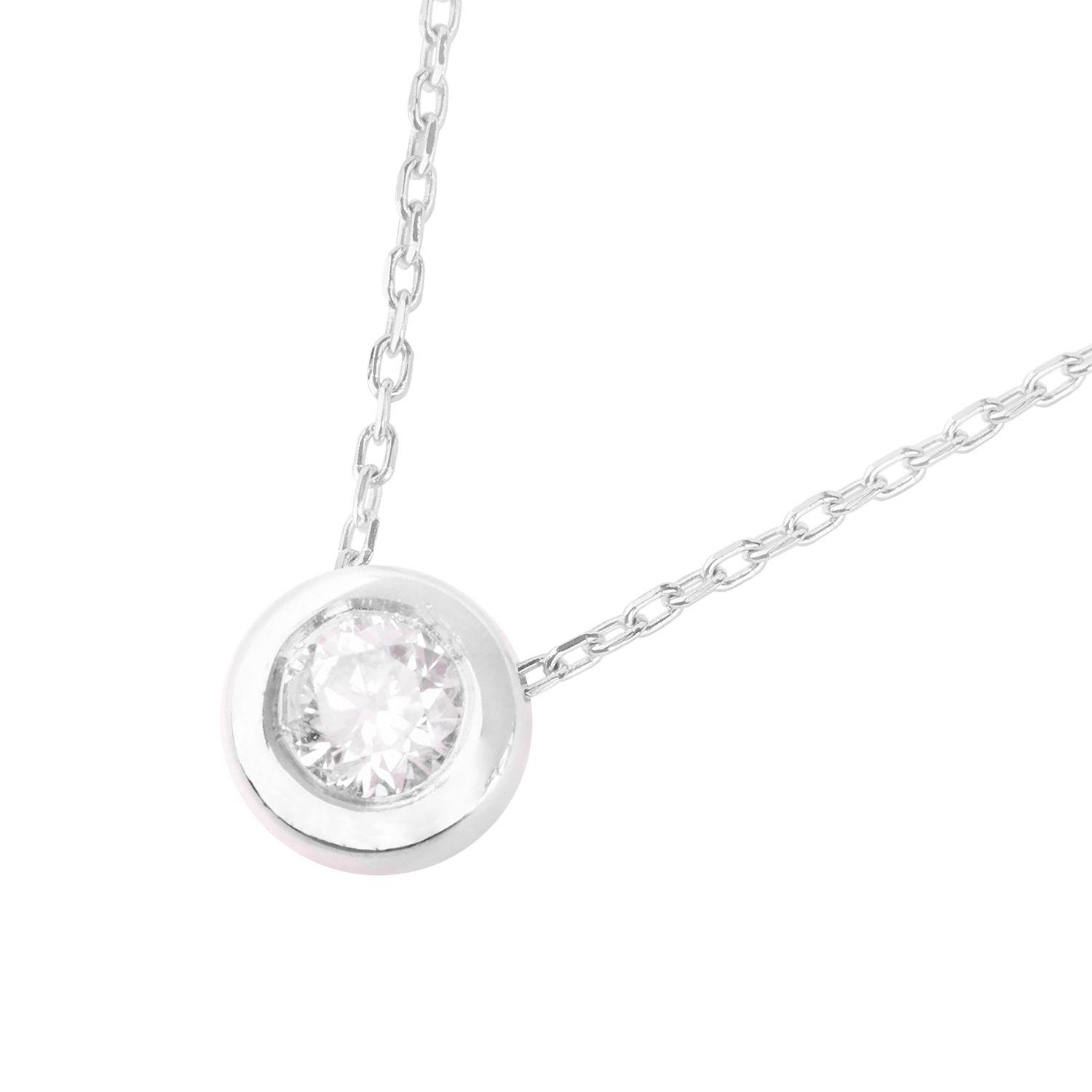 Collar de Oro Blanco 18kt con Diamantes de Punto de Luz 12 Pts-1