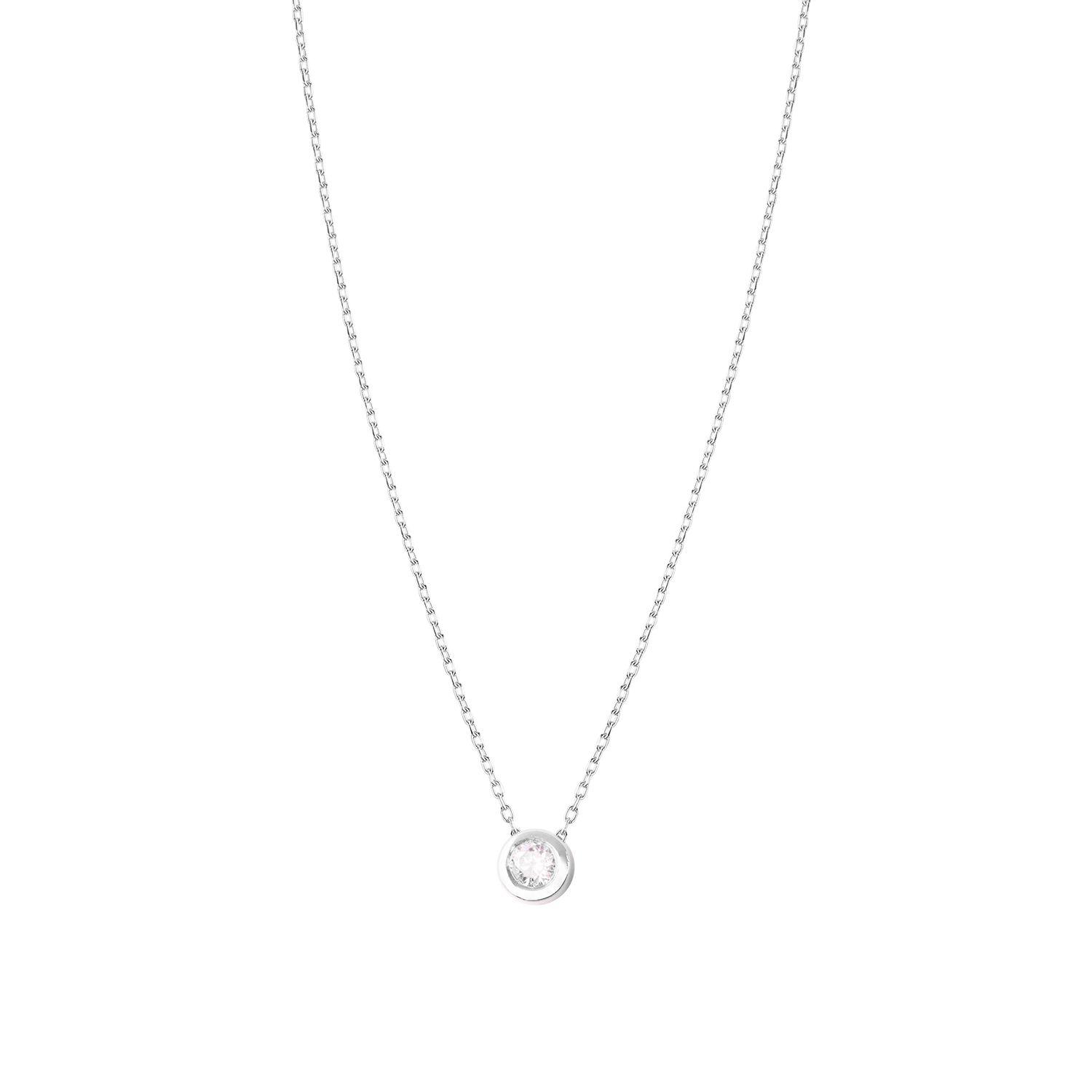 Collar de Oro Blanco 18kt con Diamantes de Punto de Luz 12 Pts-2