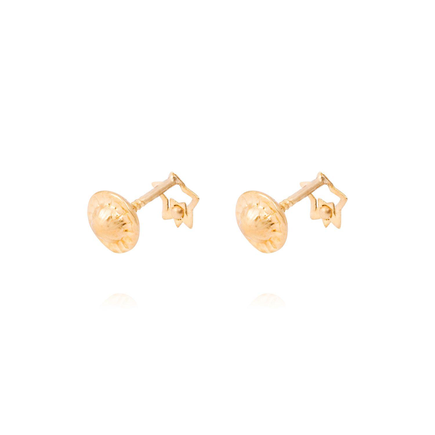 Aros de Oro Amarillo 18kt Estrella con Circonita-2