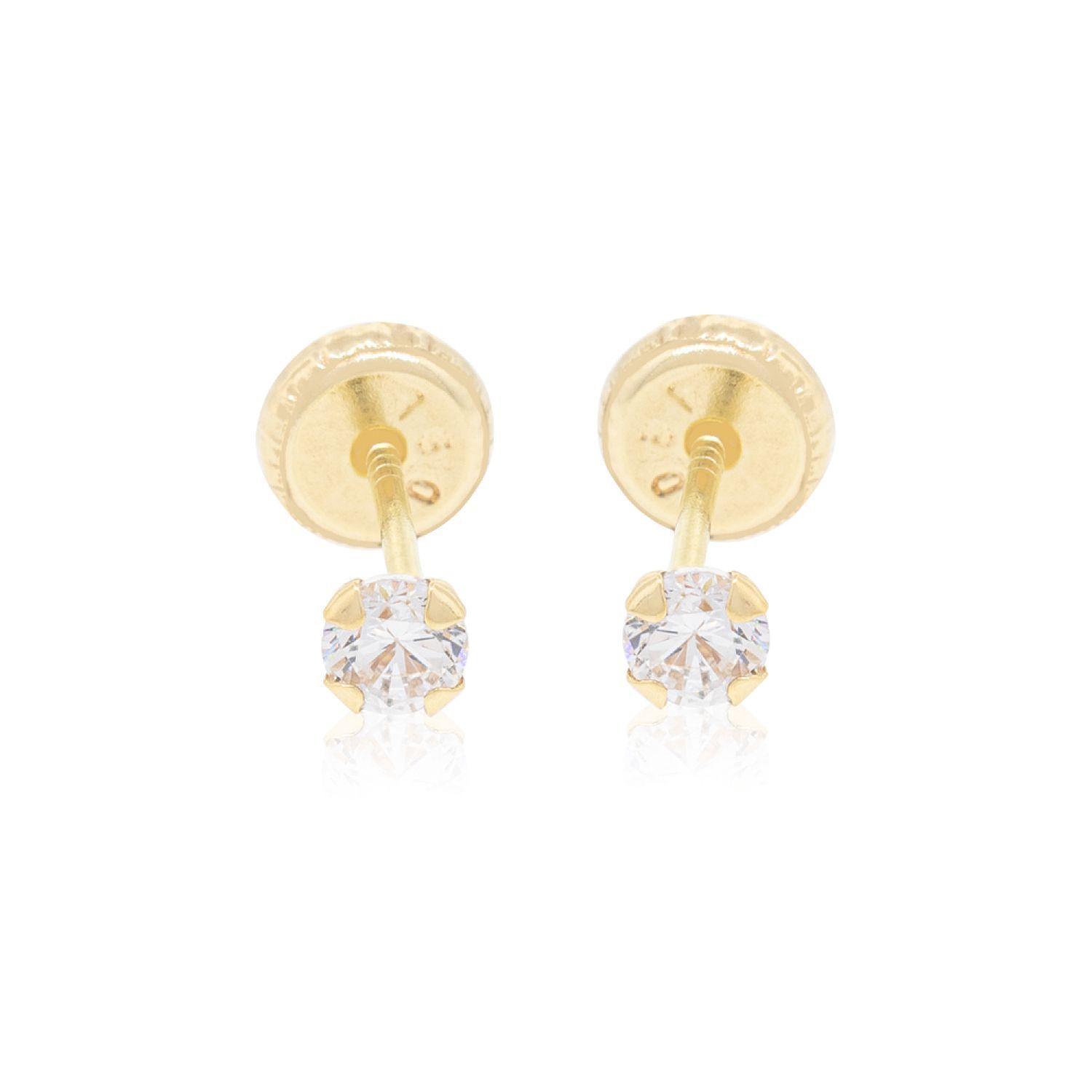 Aros de Oro 18kt Piedra Circon de 2,5mm-2