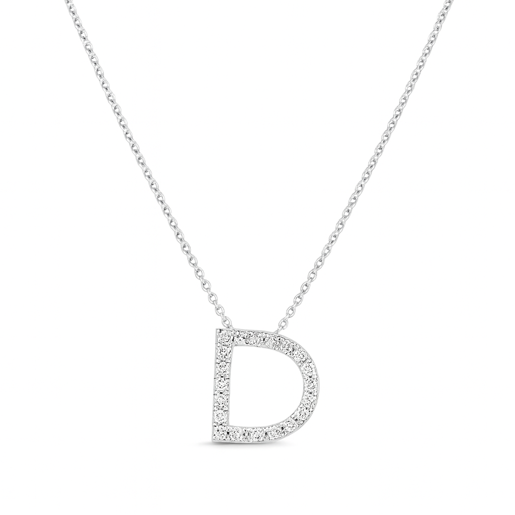 Collar Oro Blanco 18kt Letra D Diamantes 13Pts | Danielle Costantini-2