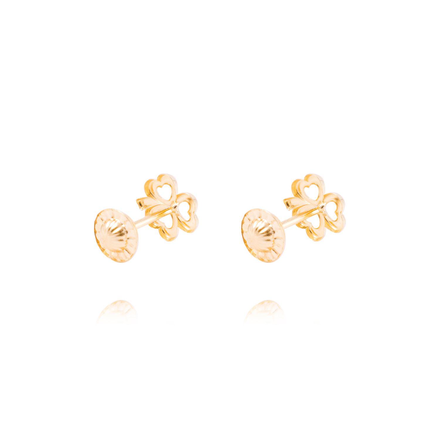 Aros de Oro de 18kt Modelo trebolcito-2