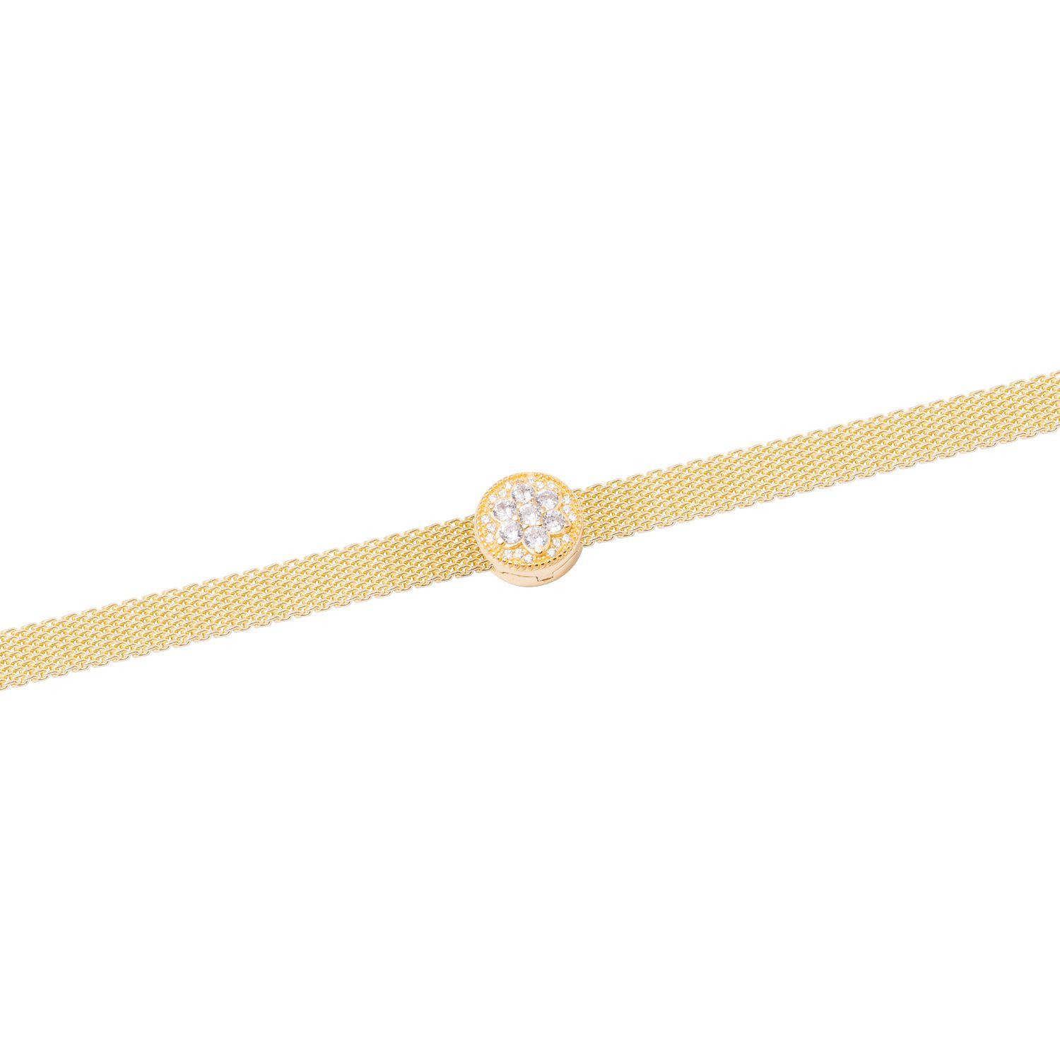 Dije de Plata broche Flor con Circonita Revestido en Oro 18kt-2