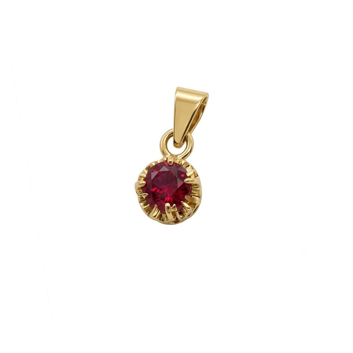 Colgante Oro Miel 18kt Sol con Garras de Rubi 4mm-0