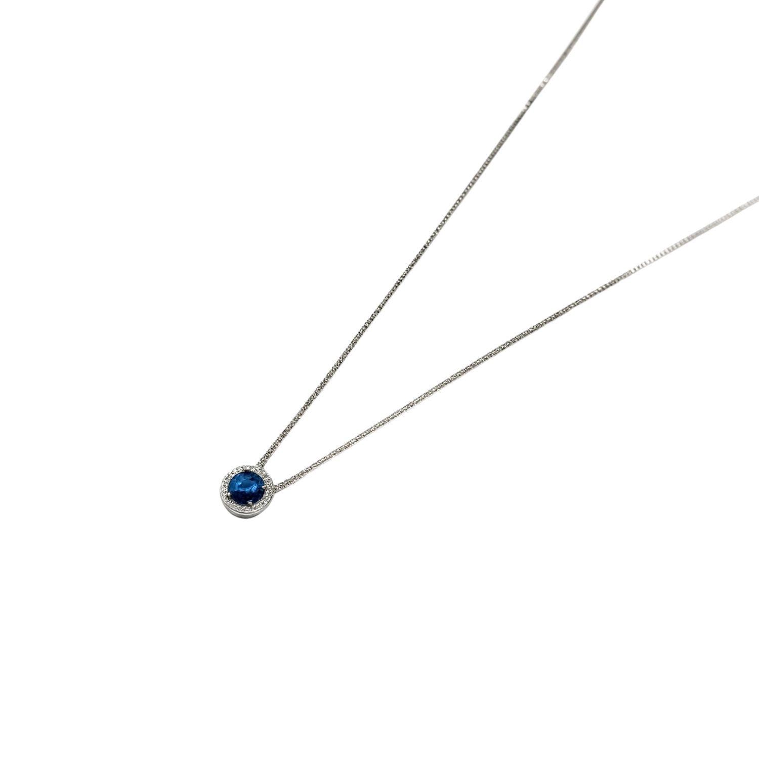 Collar Oro Blanco 18kt Zafiro 10Pts-2