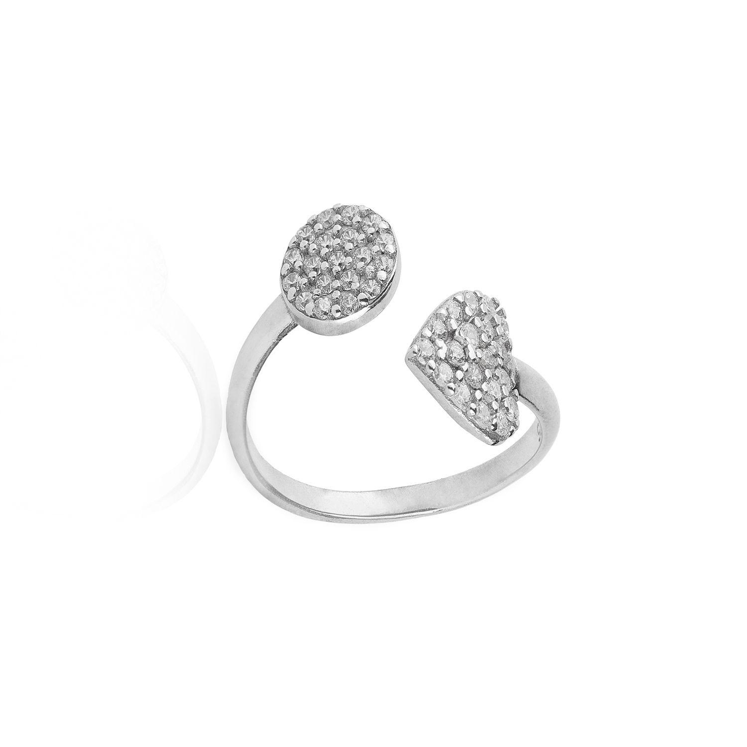 Anillo de Plata Esterlina 925 Corazón y Punto Circonita-2