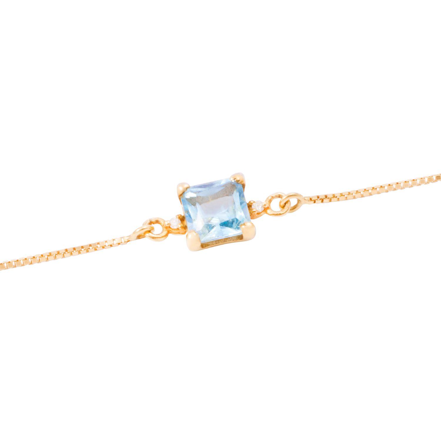 Pulsera Oro Amarillo 18kt Diamante 2x0,5 Pts y Topacio Azul-1