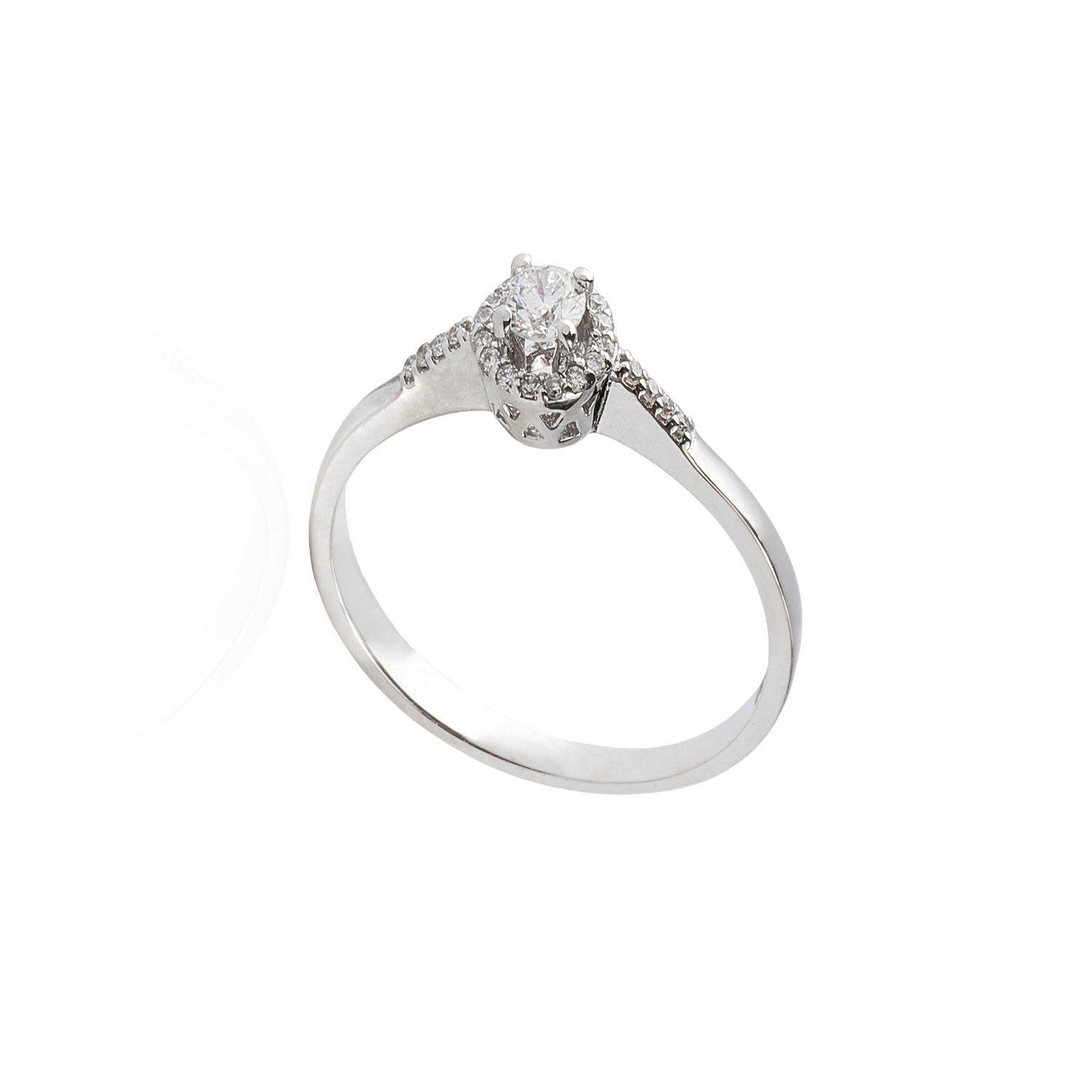 Anillo Compromiso Oro Blanco 18kt Diamantes 20 Pts-2