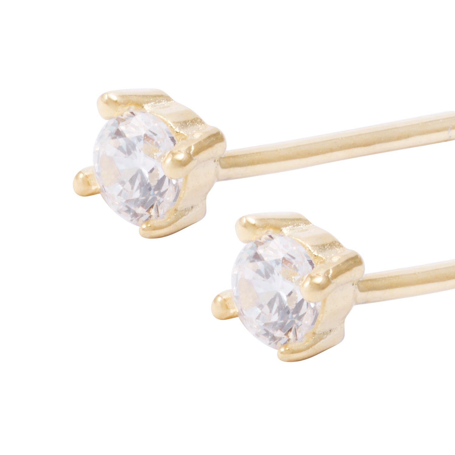 Aros de Plata Esterlina Punto de Luz Circonita Revestido en Oro 18Kt-1