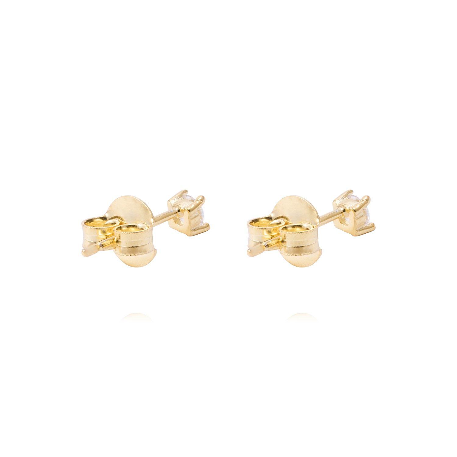 Aros de Plata Esterlina Punto de Luz Circonita Revestido en Oro 18Kt-2
