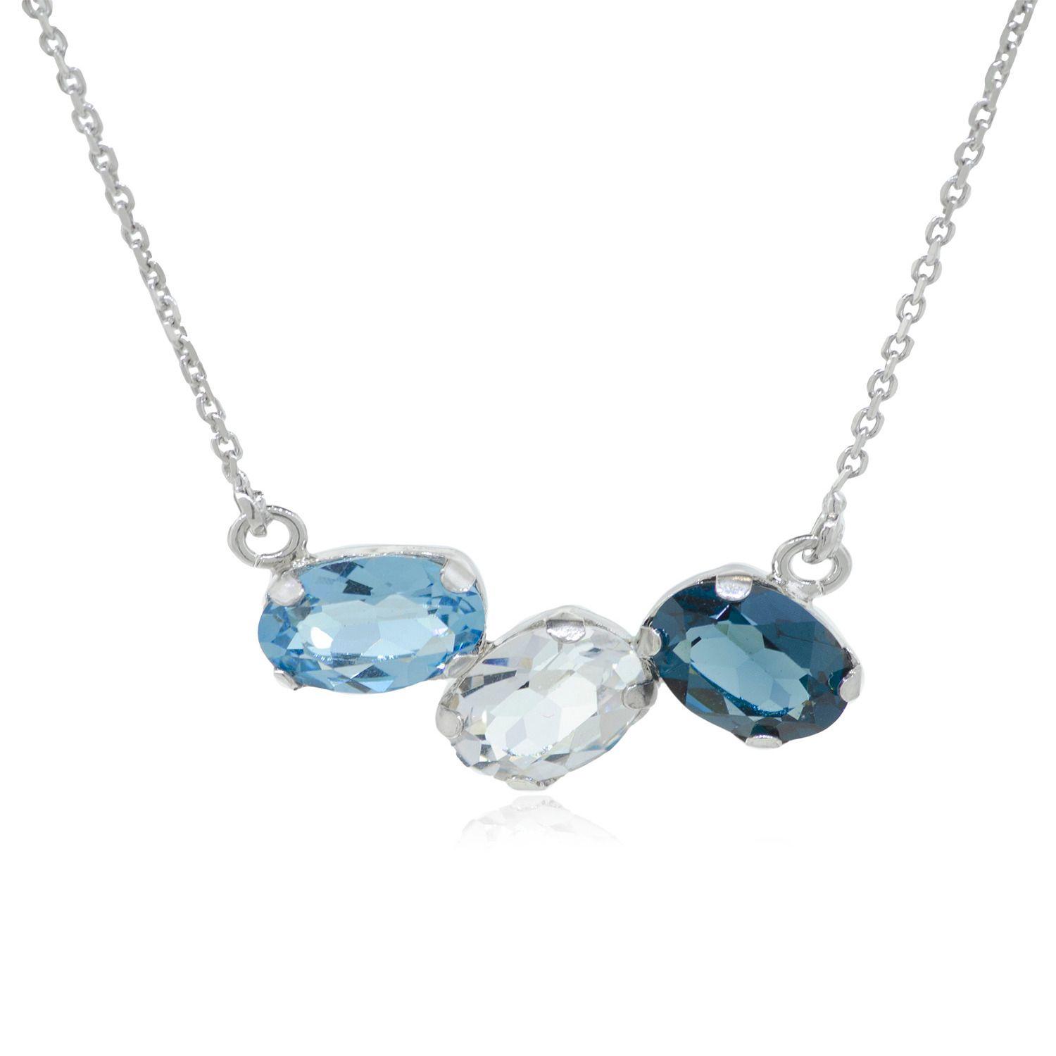 Collar de Plata Esterlina 925 Trio Azules-2