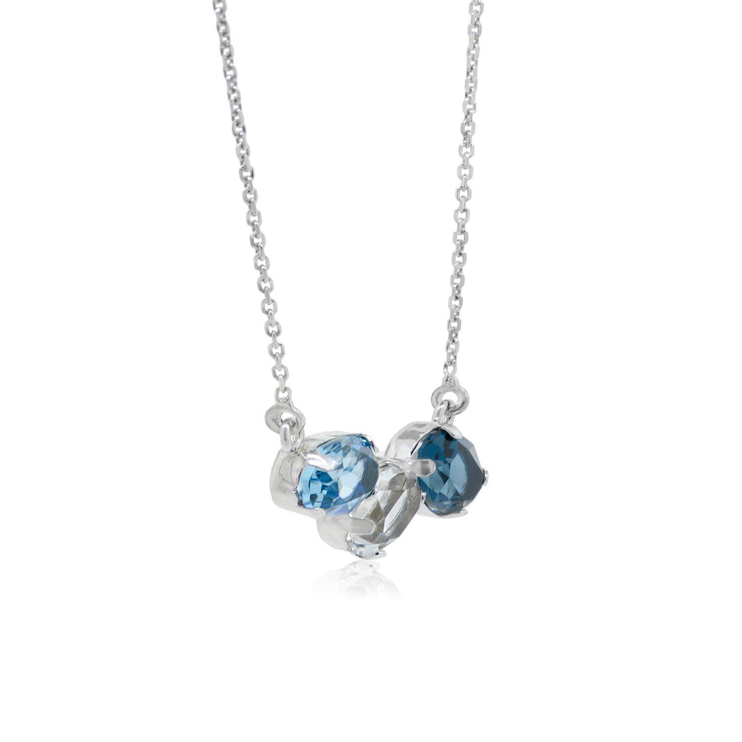 Collar de Plata Esterlina 925 Trio Azules-1