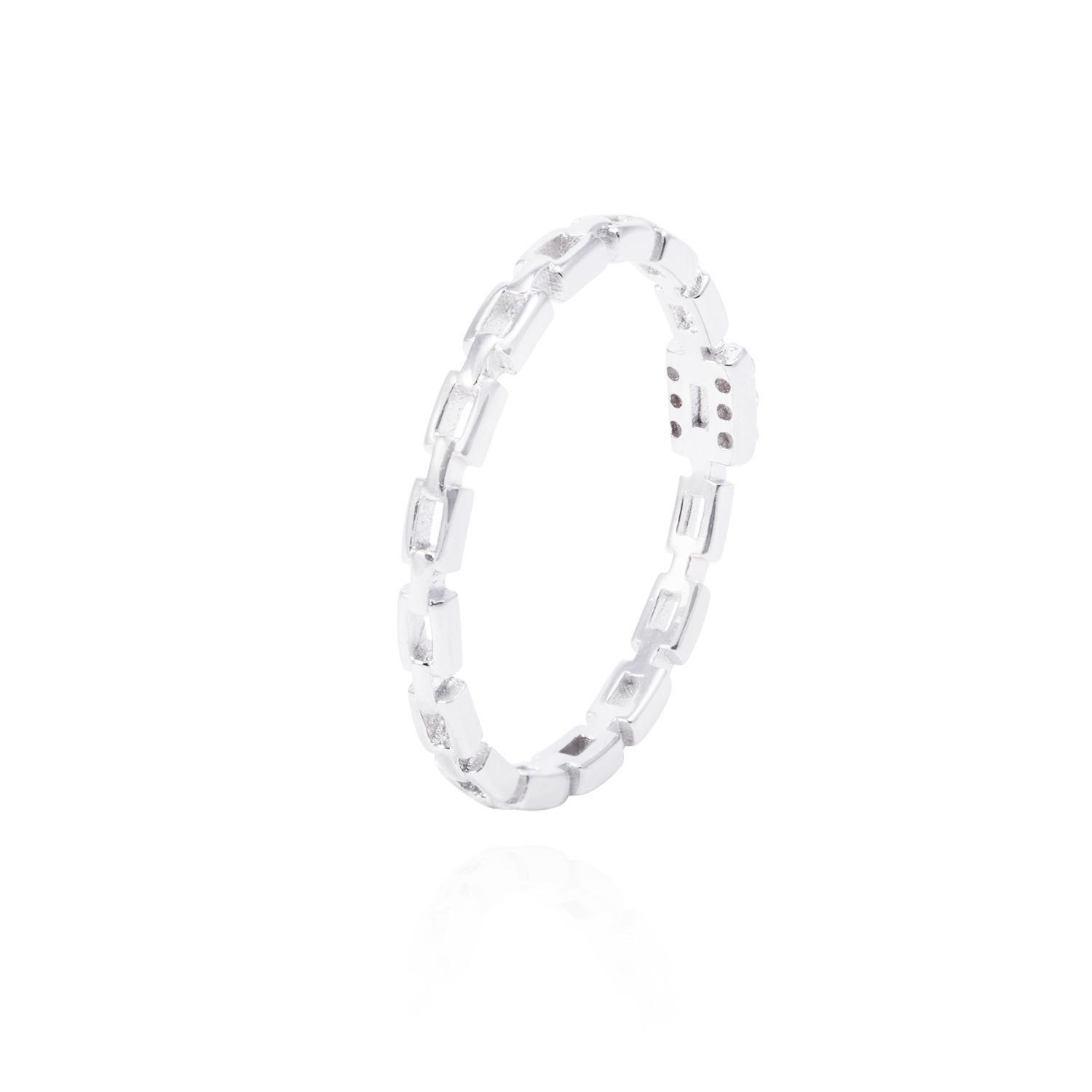 Anillo de Plata Esterlina Cadena con Circonita-2