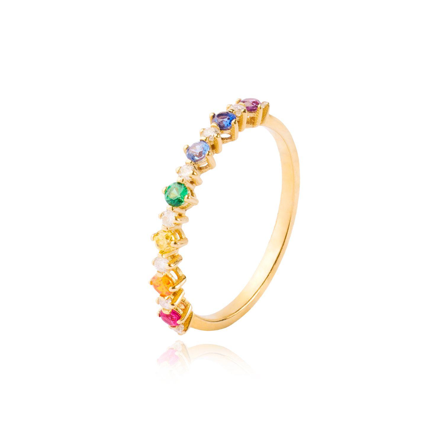 Anillos de Oro 18kt con Diamantes Topacio 1/2 Cintillo-0