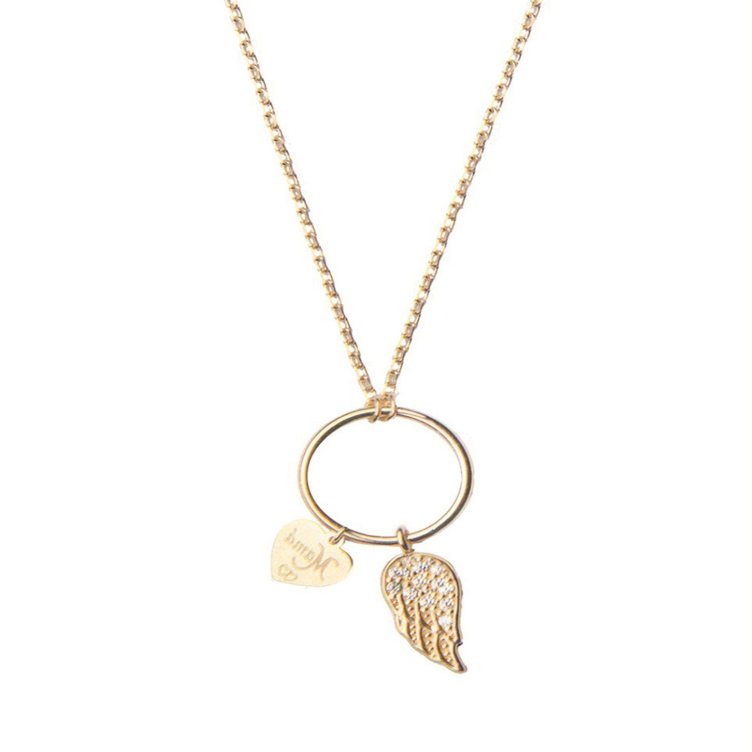 Collar de Oro 18kt Ala Circonita Mamá-2