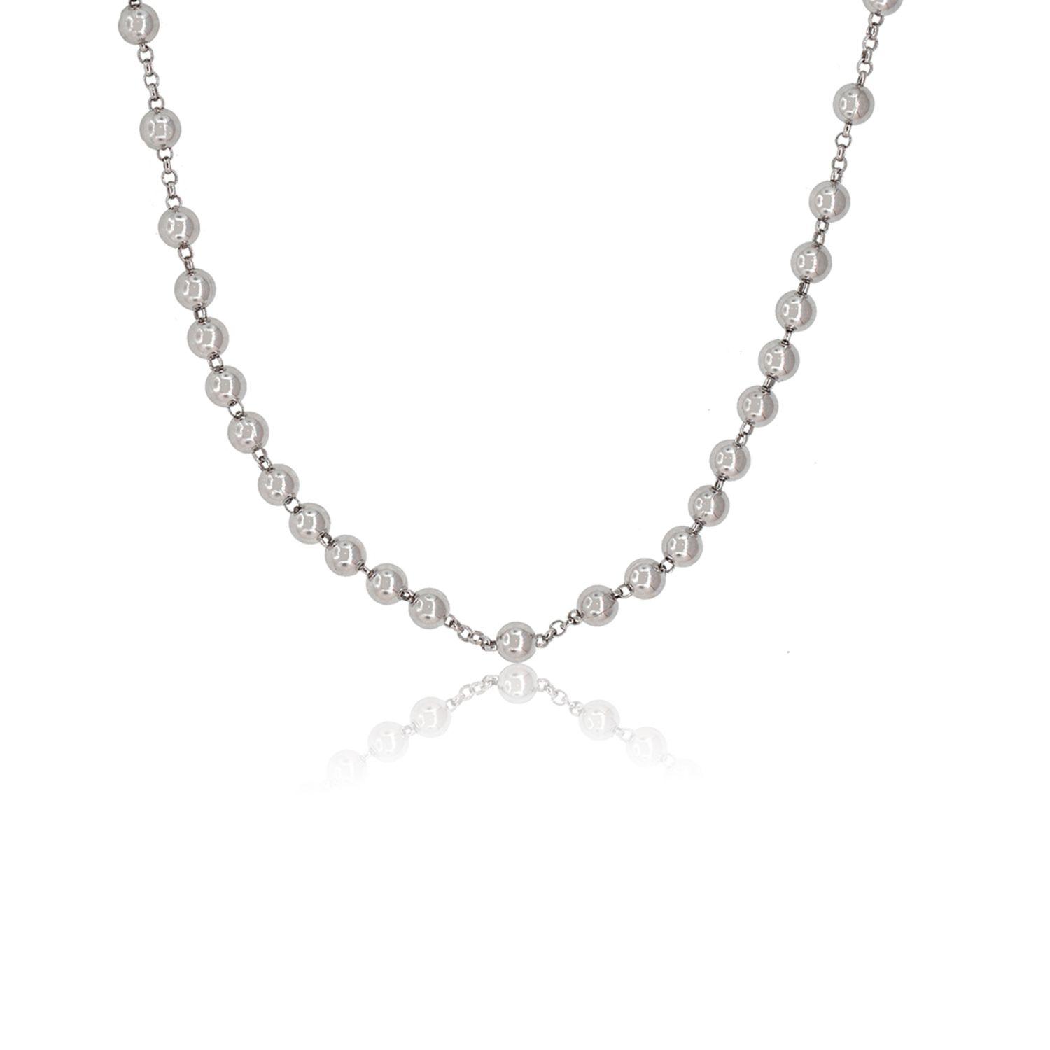 Collar de Plata Esterlina 925 Rosario Bolitas-2