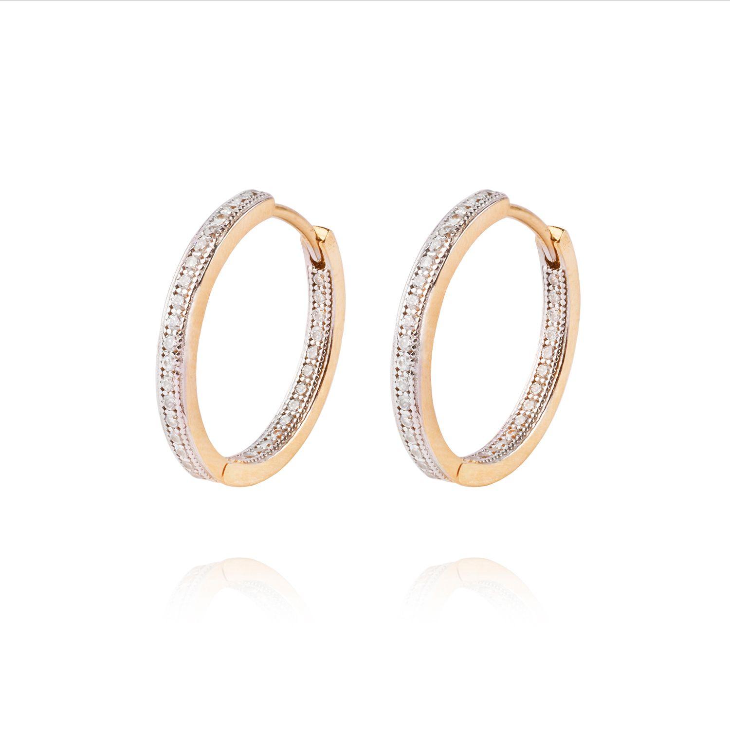 Aros de Oro 18kt Argollas con Circonita Riel-0