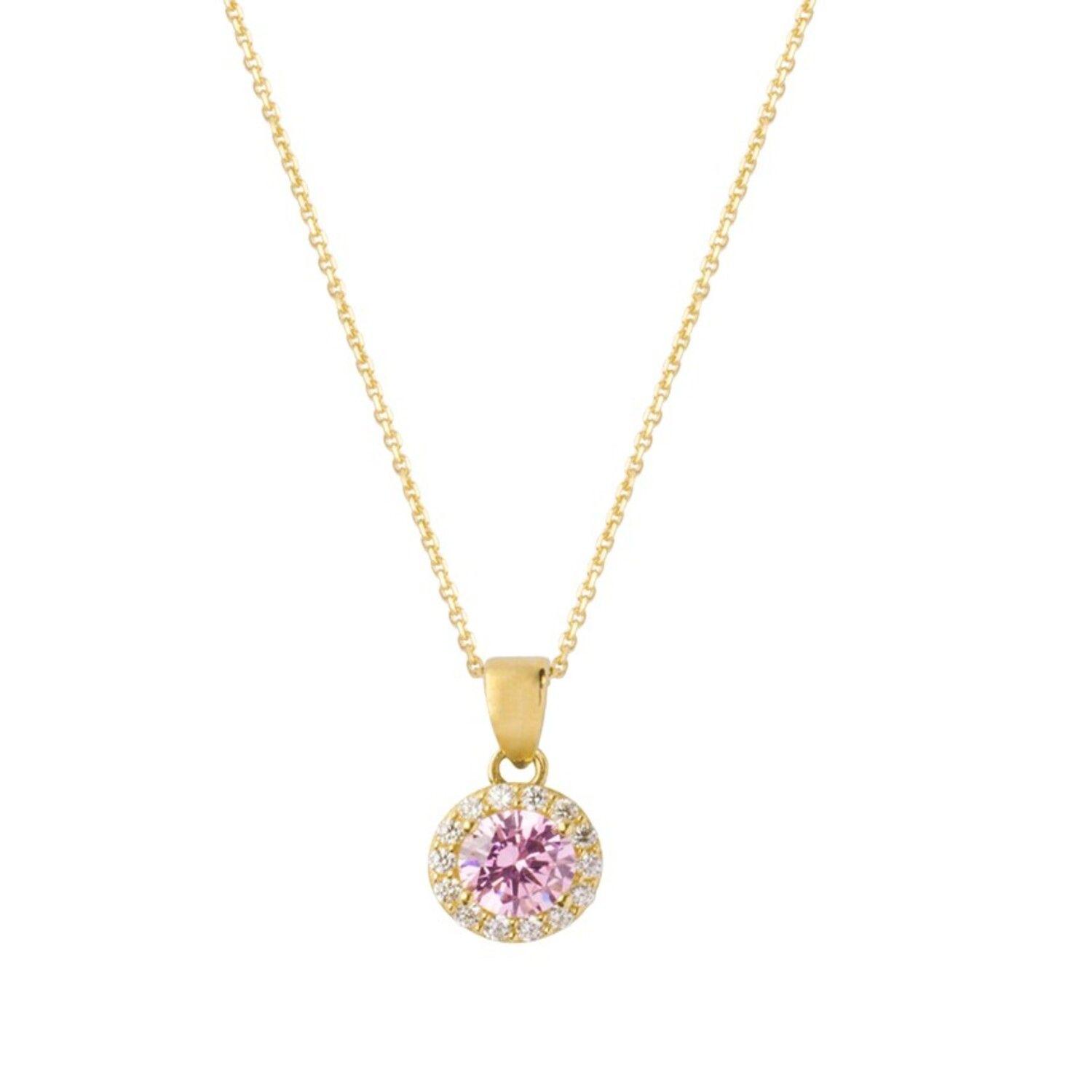 Colgante de Oro 18kt Circulo Piedra Rosa de Francia-2