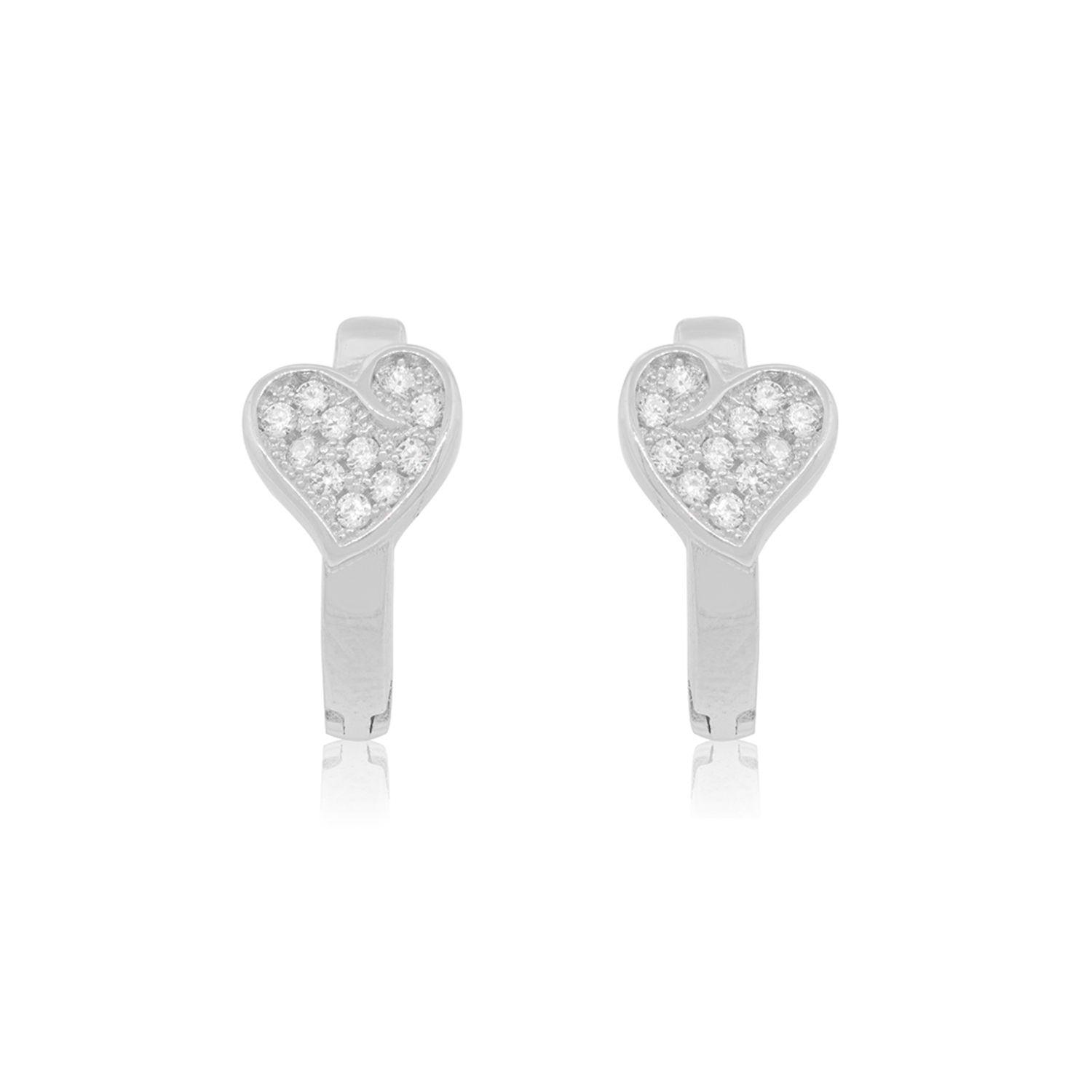 Aros de Plata Esterlina 925 Corazón con Circonita-2
