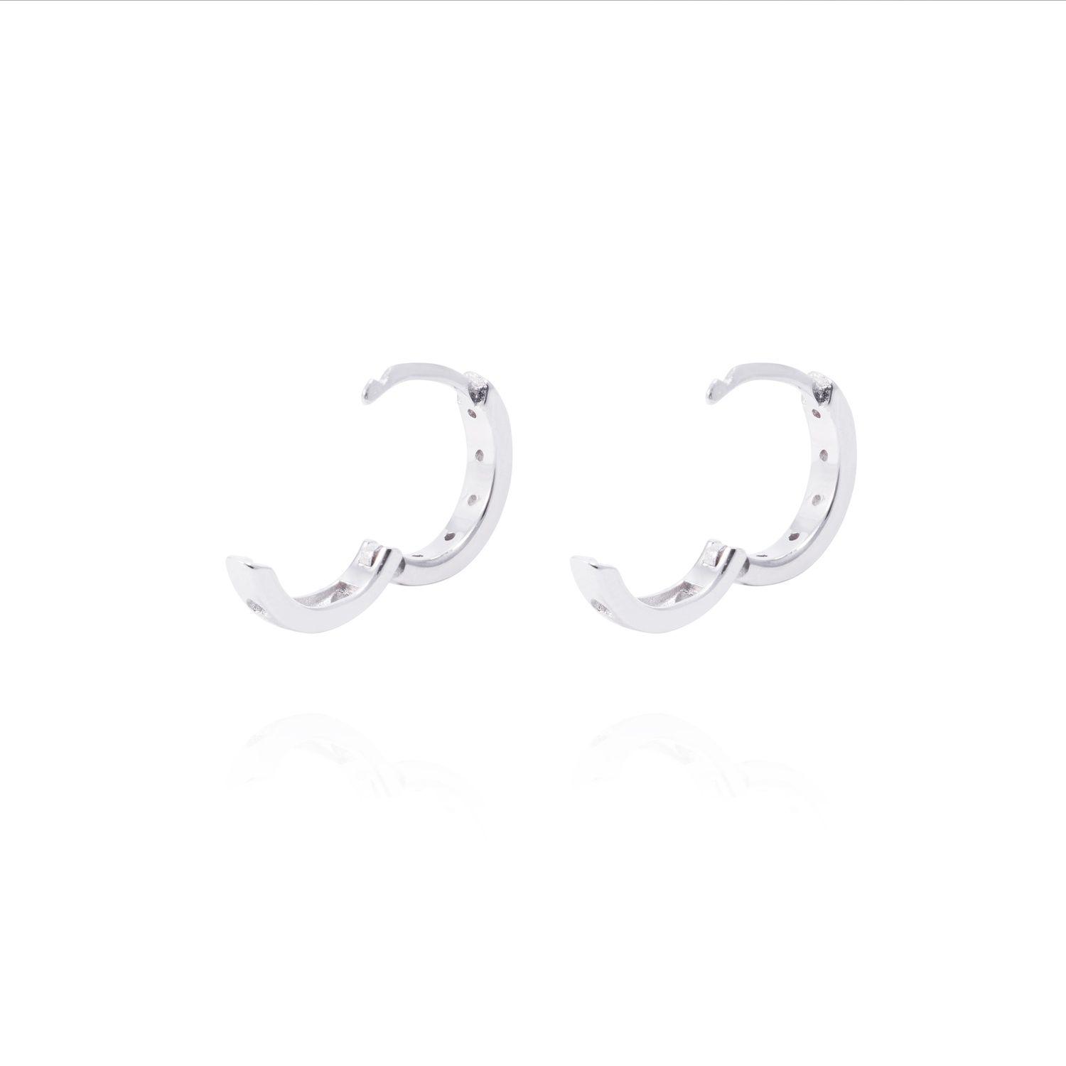 Aros de Plata Esterlina Argollas Pequeña Circón-2