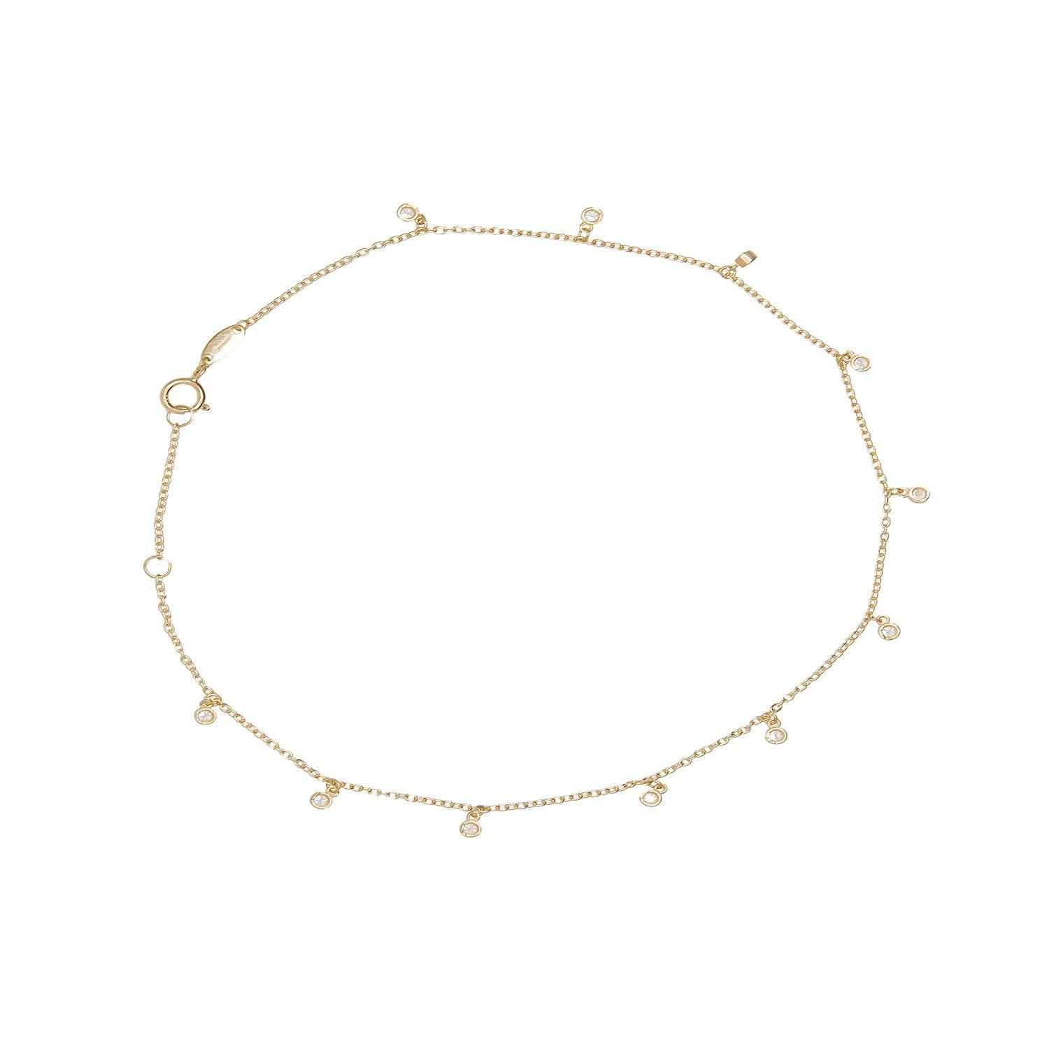 Pulsera de Oro 18kt Pulsera Tobillera Circon Colg-0