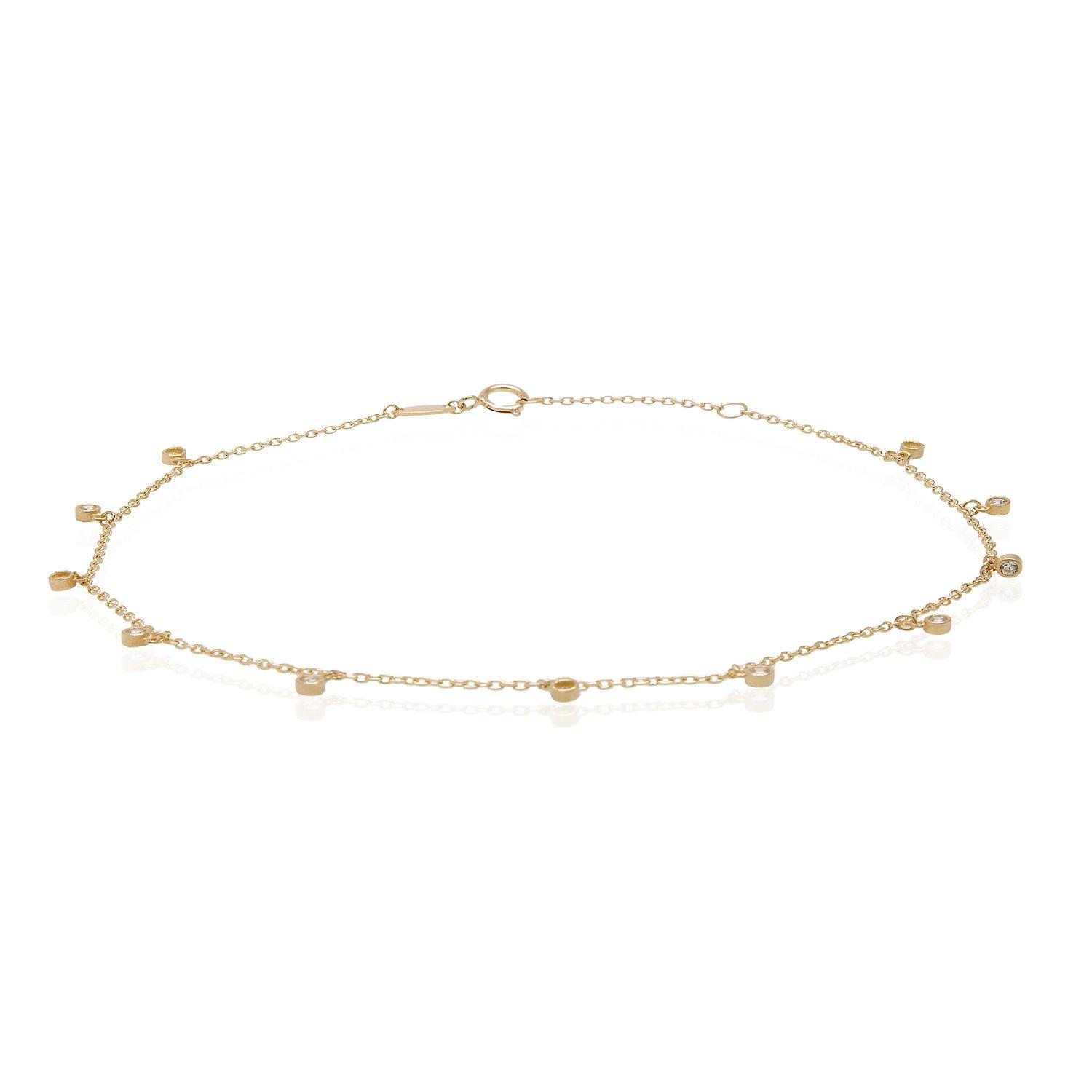 Pulsera de Oro 18kt Pulsera Tobillera Circon Colg-1