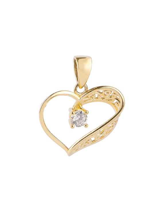 Colgante de Oro 18kt Corazón y circón-0