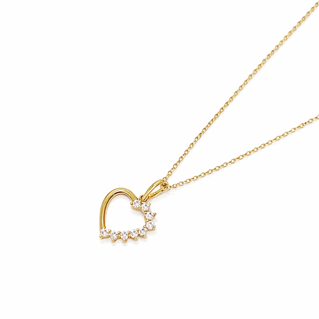 Colgante Oro Amarillo 18kt Corazón 1/2 Circonita-1