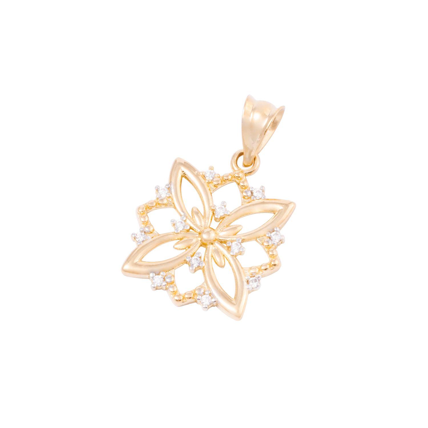 Colgante de Oro 18kt Copo de Nieve 12 Circonita-0