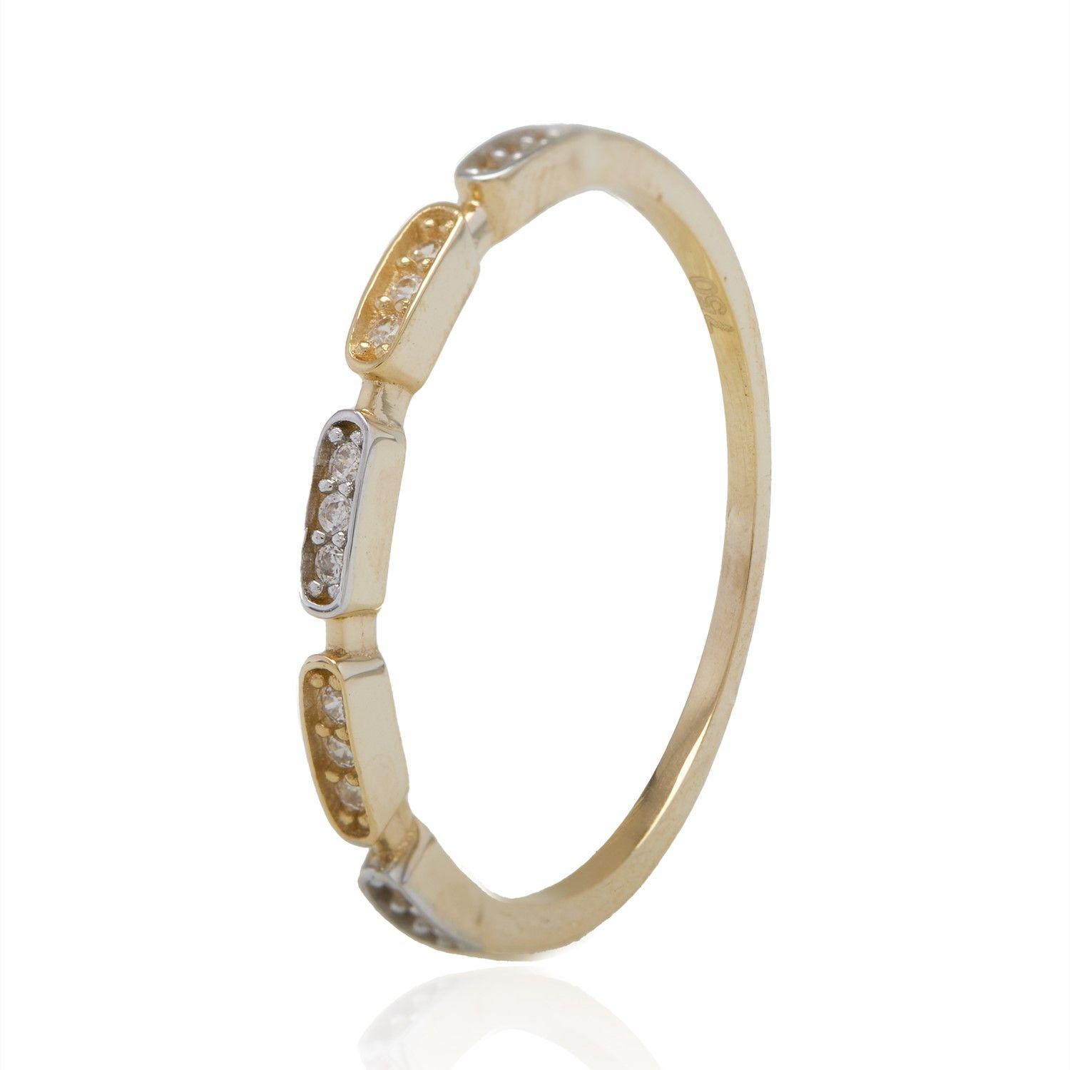 Anillo de Oro 18kt Circón Bicolor Espaciado-0