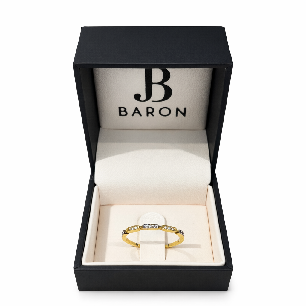 Anillo de Oro 18kt Circón Bicolor Espaciado-3