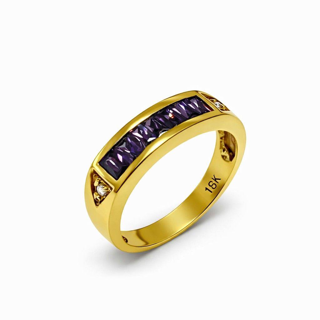 Anillo Oro Amarillo 18kt Amatista Baguette-2