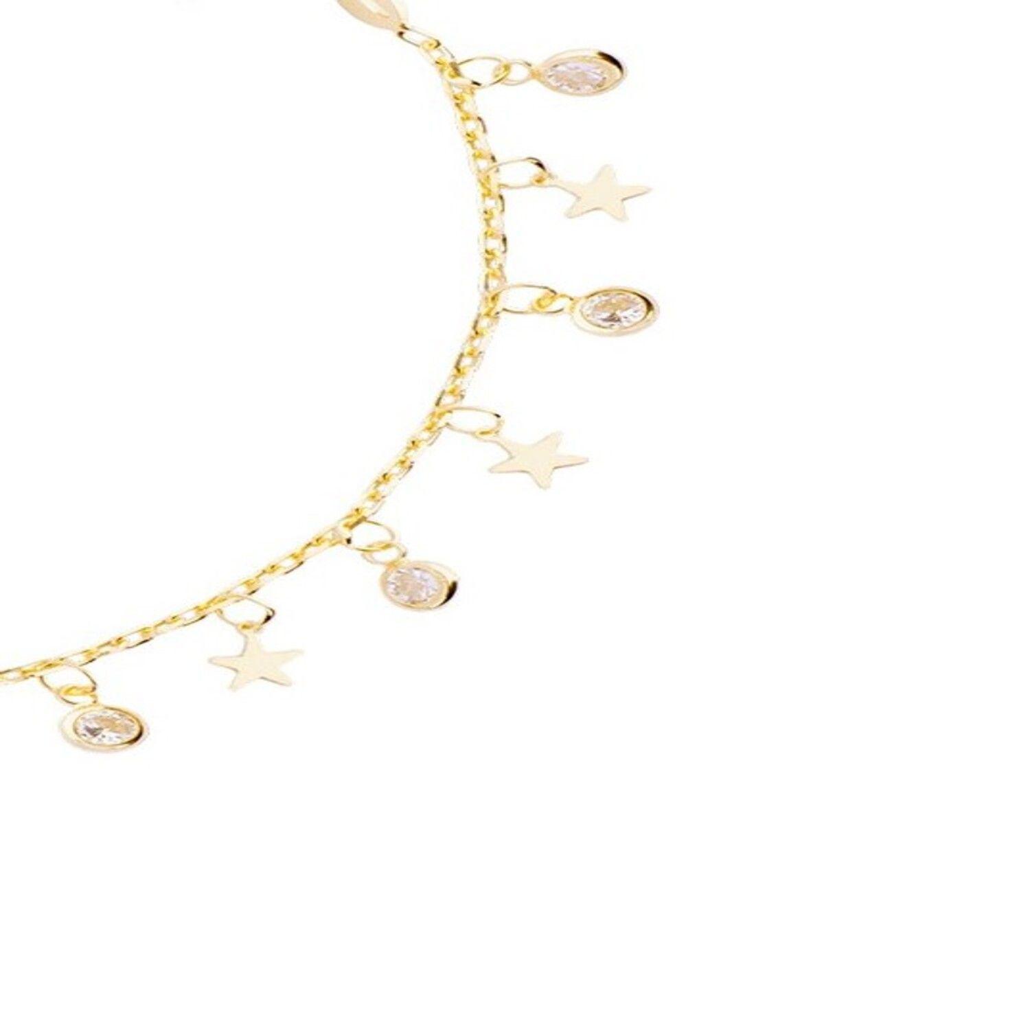 Pulsera Plata Esterlina 925 Gotas y Estrellas Revestido-2