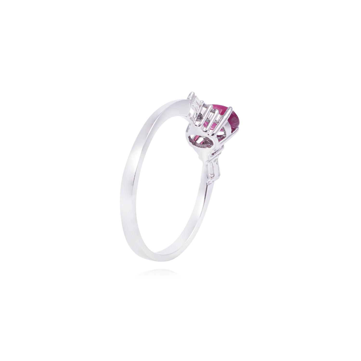 Anillo Oro Blanco 18kt Diamantes 64 Pts y Rubí 4 Pts-2