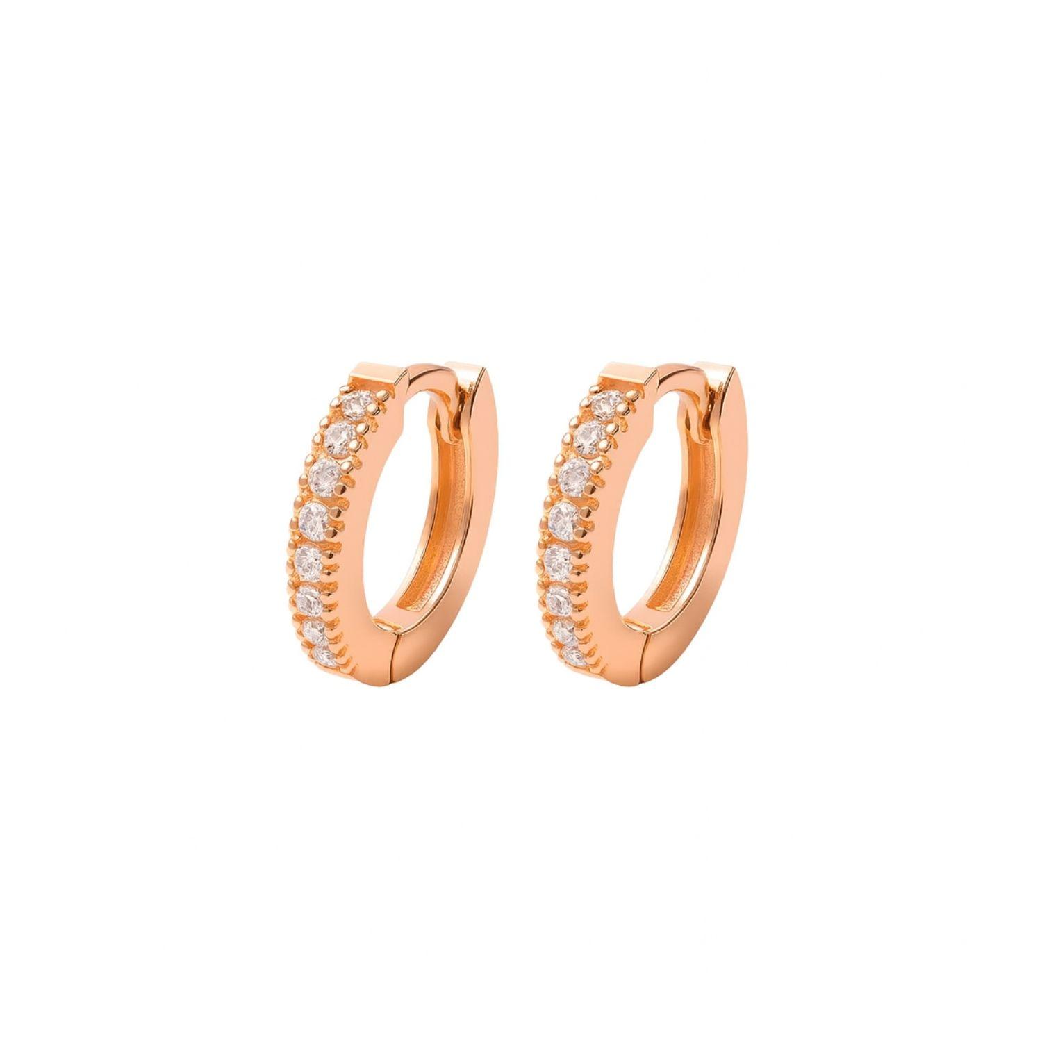 Aros Revestidos Oro Rosa 18kt Argollas Pequeñas y Circonita-2