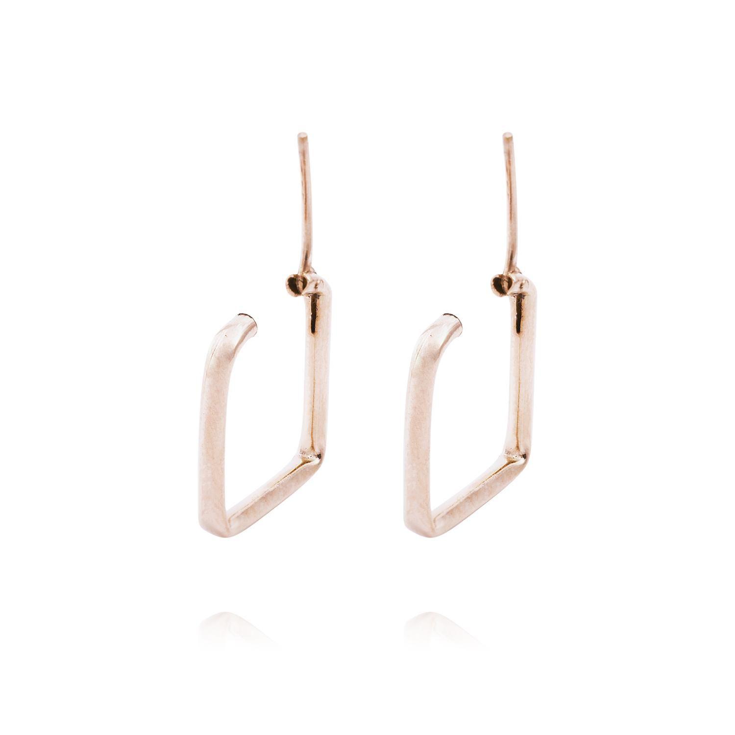 Aros Oro Miel de 18kt Cuadrado Pequeño-2