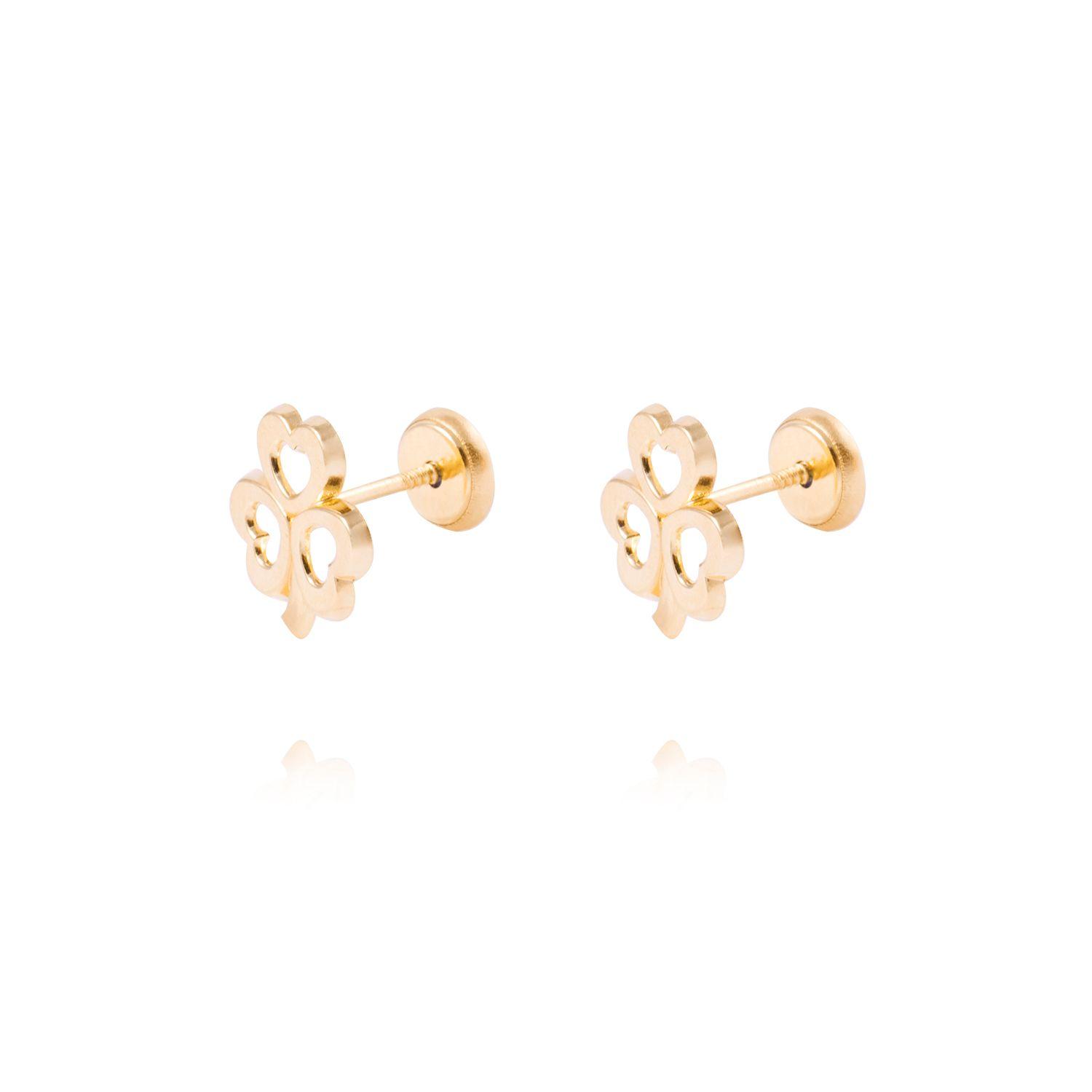 Aros de Oro de 18kt Modelo trébol-0