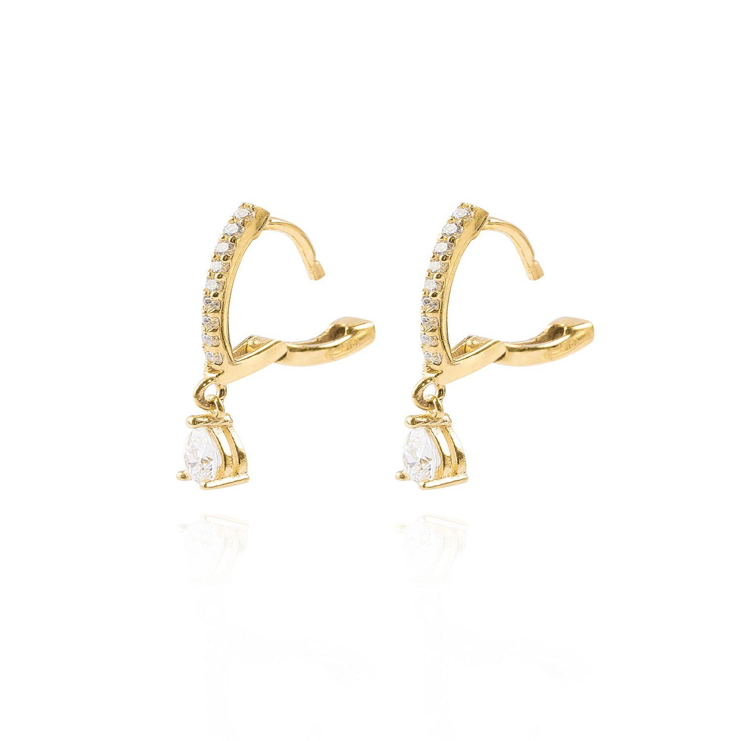 Aros de Oro 18kt Colgante Circón gota-0