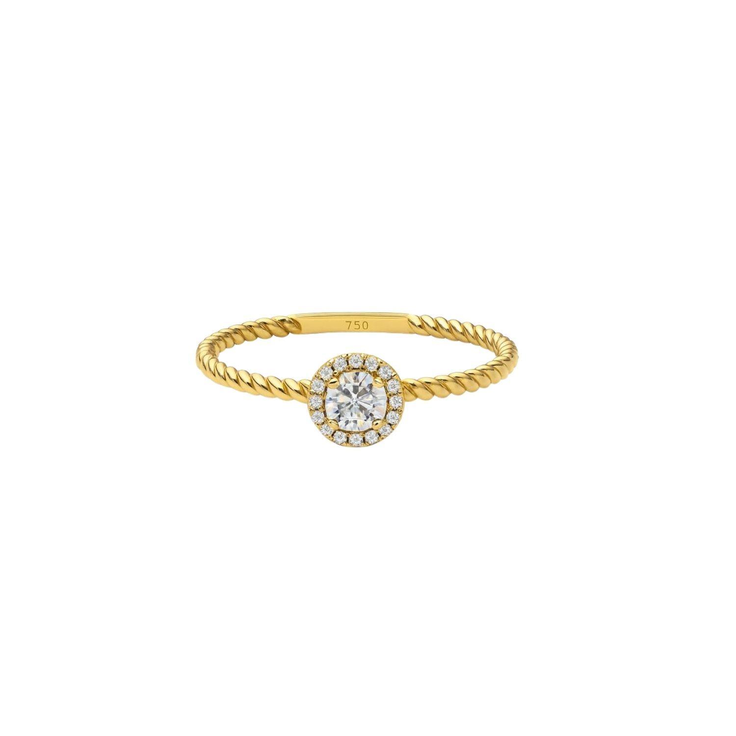 Anillo Oro Amarillo 14kt Trenzado Roseta Circonita-2