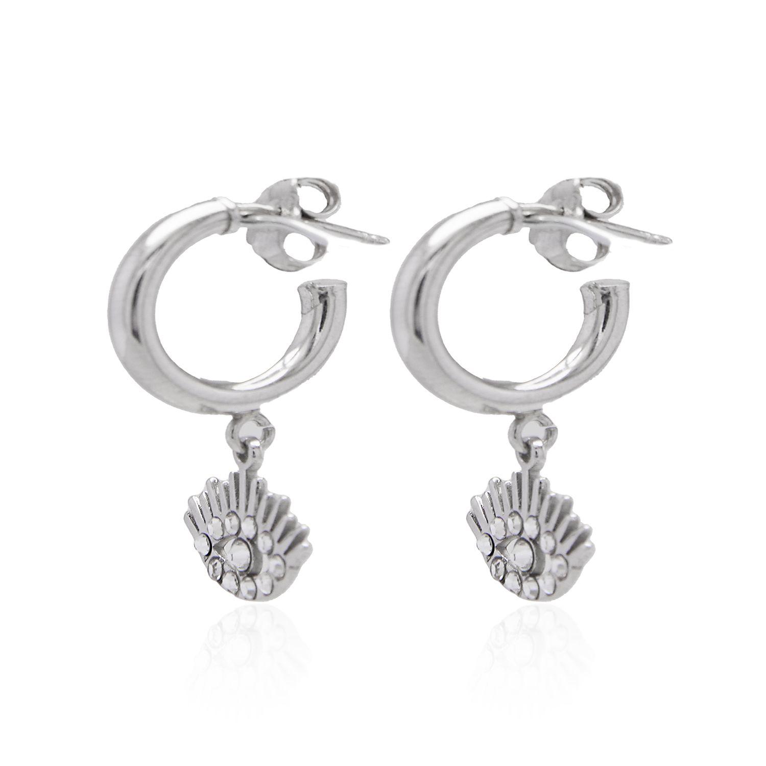Aros de Plata Esterlina 925 Argollas Ojo Circonita-1