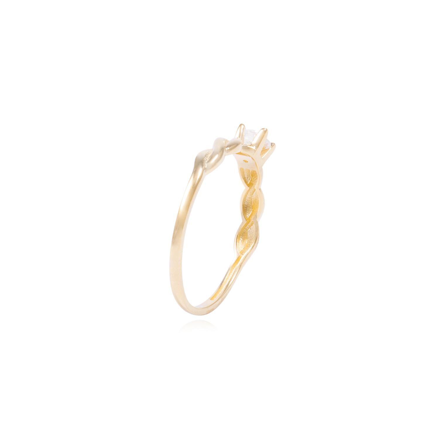 Anillo de Compromiso Oro 18kt Solitario Entrelazado Circon-2