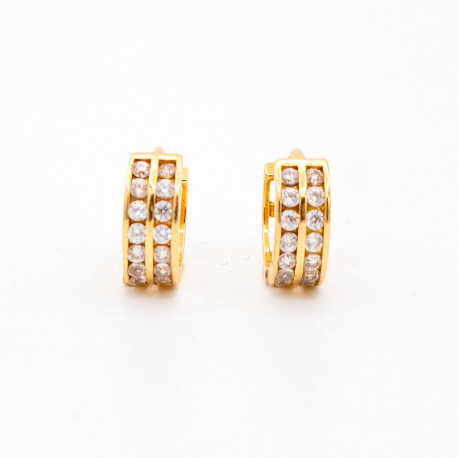 Aros de Oro 18kt Doble Riel 28 Circones-1