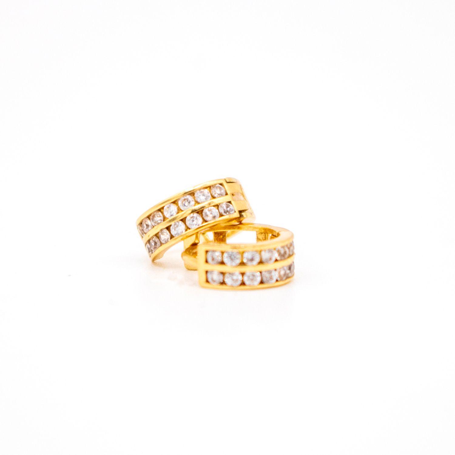 Aros de Oro 18kt Doble Riel 28 Circones-2