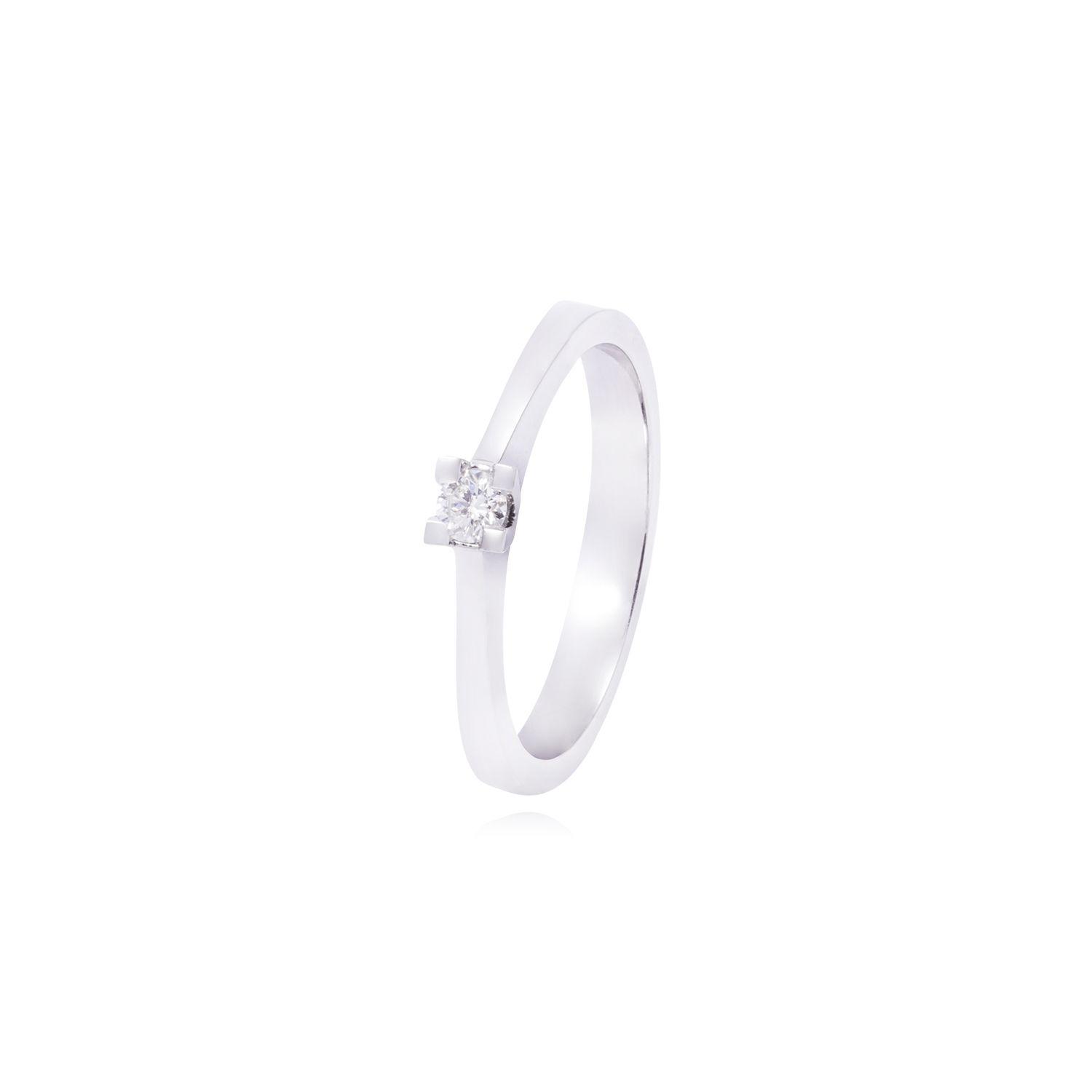 Anillo Compromiso de Oro de 18kt Solitario 9 puntos de diamante-0
