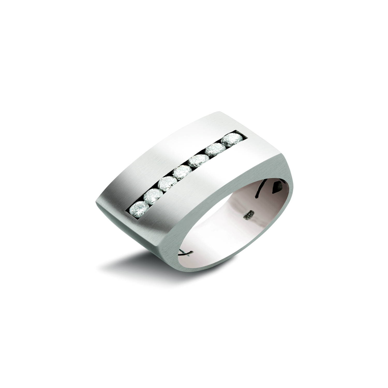 Anillo de Oro Blanco 18kt Modelo Dumo con 07 Diamantes Corte Brillante de 5pts-0