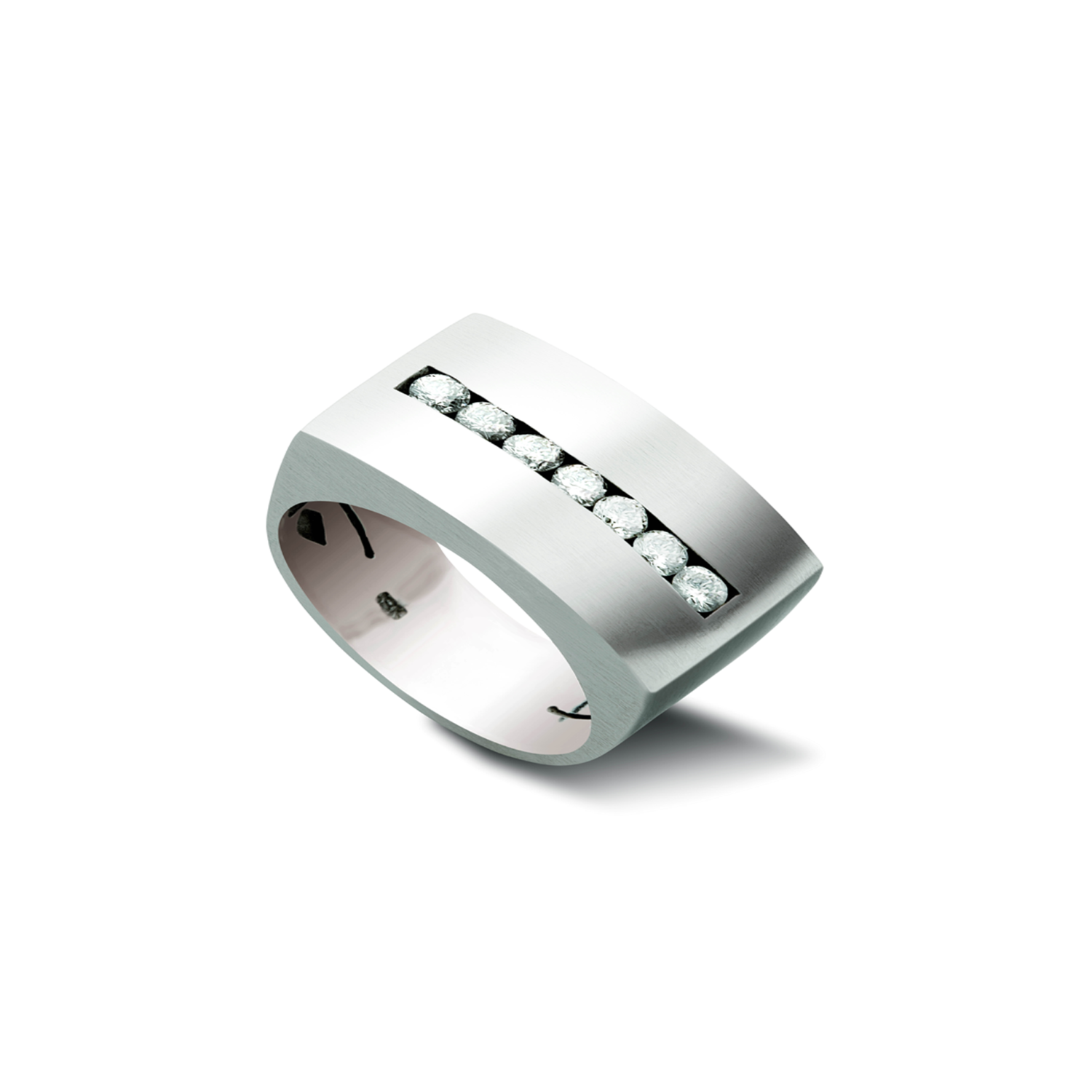 Anillo de Oro Blanco 18kt Modelo Dumo con 07 Diamantes Corte Brillante de 5pts-1